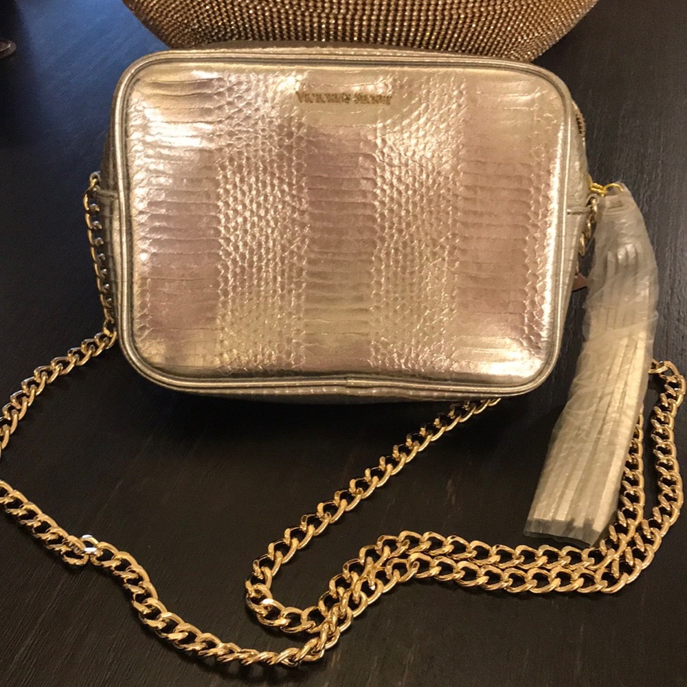 New Victoria Secret Snake Skin Silver Dress Bag